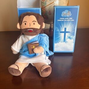 2 Yelakey Blue and White Plush Religious Stuffed Jesus Doll